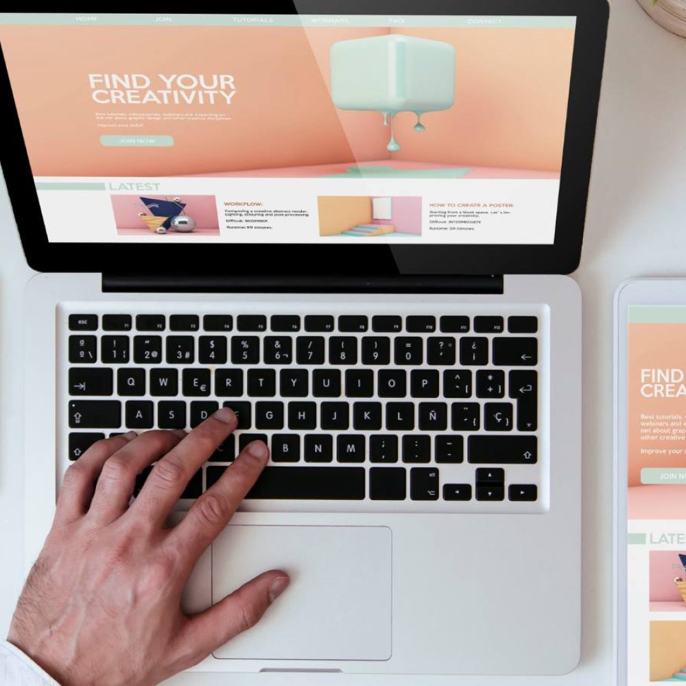 Laptop showing an mobile optimised website with responsive web design. Using wordpress design tauranga